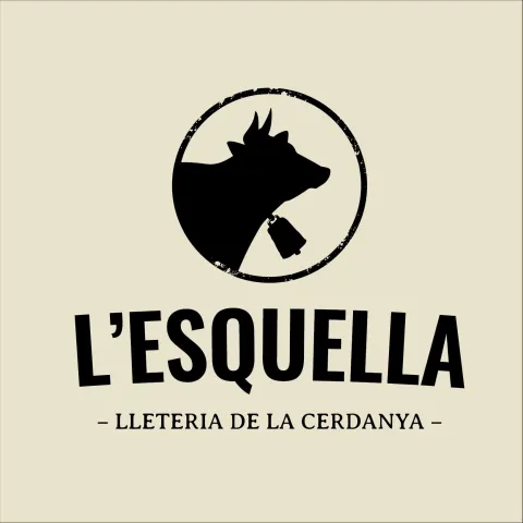 Silhouette of a cow's head inside a circle, with text "L'Esquella" below.